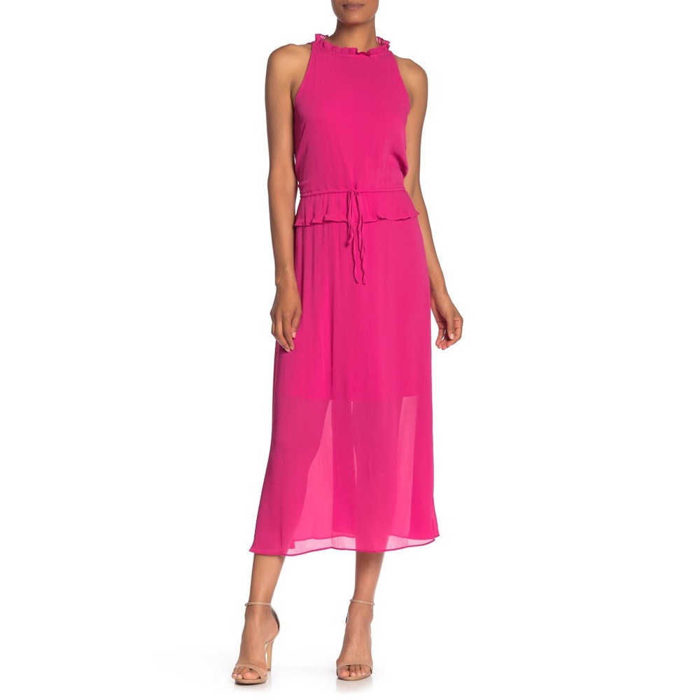 Sam Edelman Pink Ruffled Sleeveless Maxi Dress 8